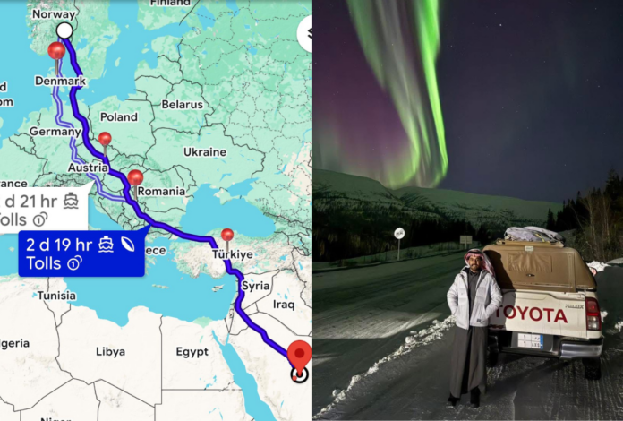 Saudi man drives to Norway
