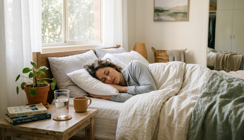 A person getting deep quality sleep to support healthy fat burning